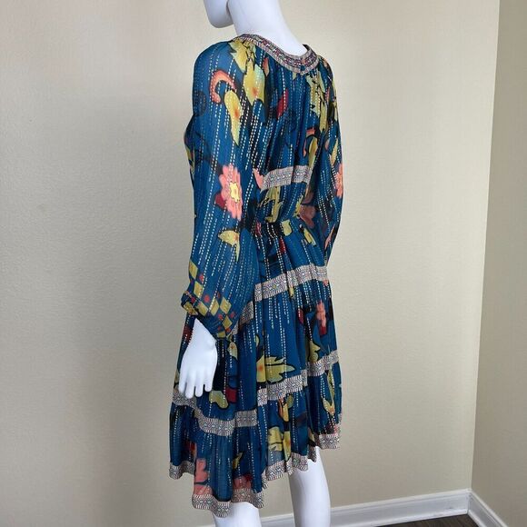 Verb Women's Size S Eulalia Shimmer Tiered Tunic Dress Embroidered Boho Festival - Picture 14 of 17